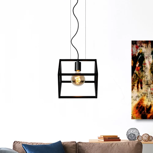 Lucide FABIAN - Suspension - 1xE27 - Noir - ambiance 1